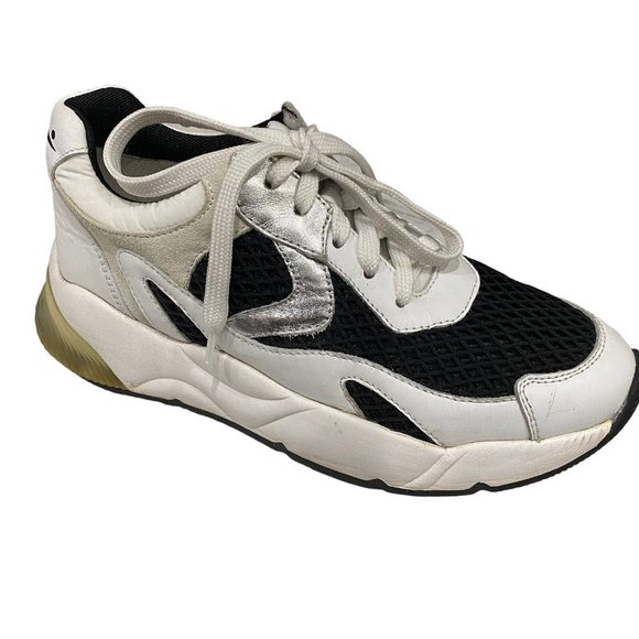 VOILE BLANCHE Dumbil Calfskin & Micro Mesh Sneaker Metallic Effect Sneaker Sz 37 - Picture 1 of 13